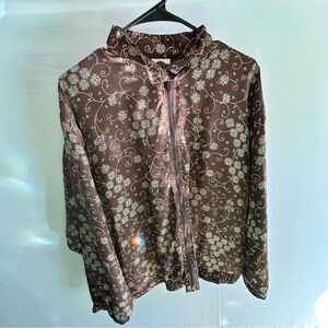 Vintage Outbrook Brown Floral Zip-Up Jacket
